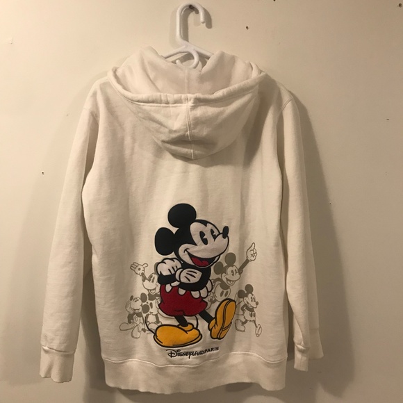 Disneyland Paris Mickey hoodie women 2X white embroidery cotton spell out Mickey - Picture 3 of 14